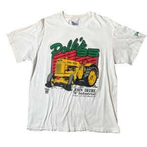 Vintage John Deere Polk's 95 White Graphic T-Shirt Top 1990s 2000s Industrial